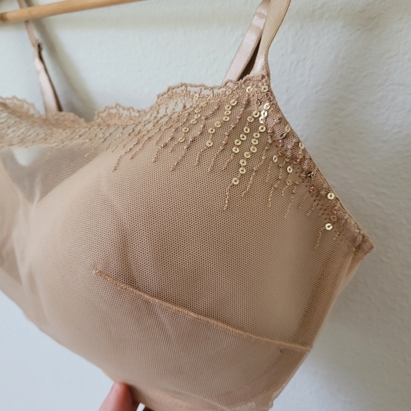 Soma Bridget Bra Sheer Camisole Lightly Padded Tan Beige Sz 34DD - Picture 5 of 15